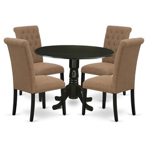 east west furniture dublin 5-piece wood dining set in black/light sable