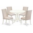 East West Furniture Hartland 5-piece Wood Dining Set in Linen White