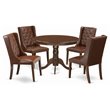 East West Furniture Hartland 5-piece Wood Dining Table and Chair Set in Mahogany