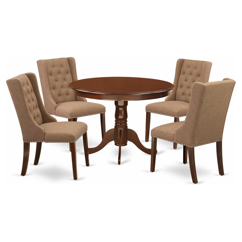 East West Furniture Hartland 5-piece Wood Dining Set in Mahogany/Light Sable