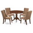 East West Furniture Hartland 5-piece Wood Dining Set in Mahogany/Light Sable