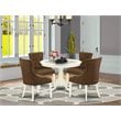East West Furniture Hartland 5-piece Wood Dining Set in Linen White/Dark Coffee
