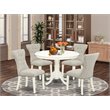 East West Furniture Hartland 5-piece Wood Dining Table Set in Linen White