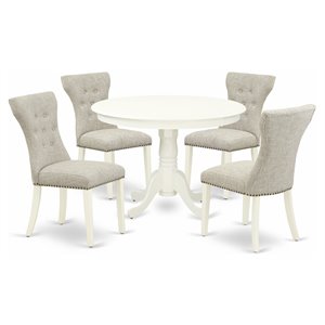 east west furniture hartland 5-piece wood dining table set in linen white