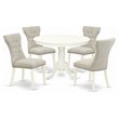 East West Furniture Hartland 5-piece Wood Dining Table Set in Linen White