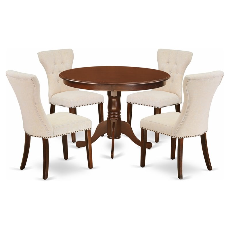 East West Furniture Hartland 5-piece Wood Dining Set in Mahogany