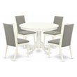 East West Furniture Hartland 5-piece Wood Dining Room Set in Linen White