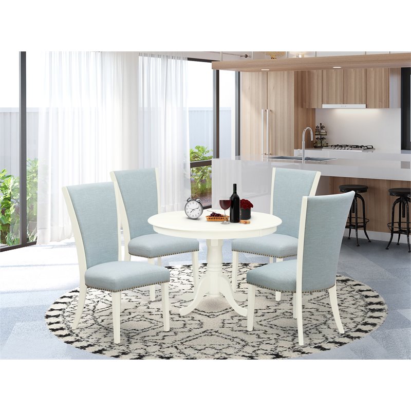 East West Furniture Hartland 5-piece Wood Dining Table and Chair Set in White