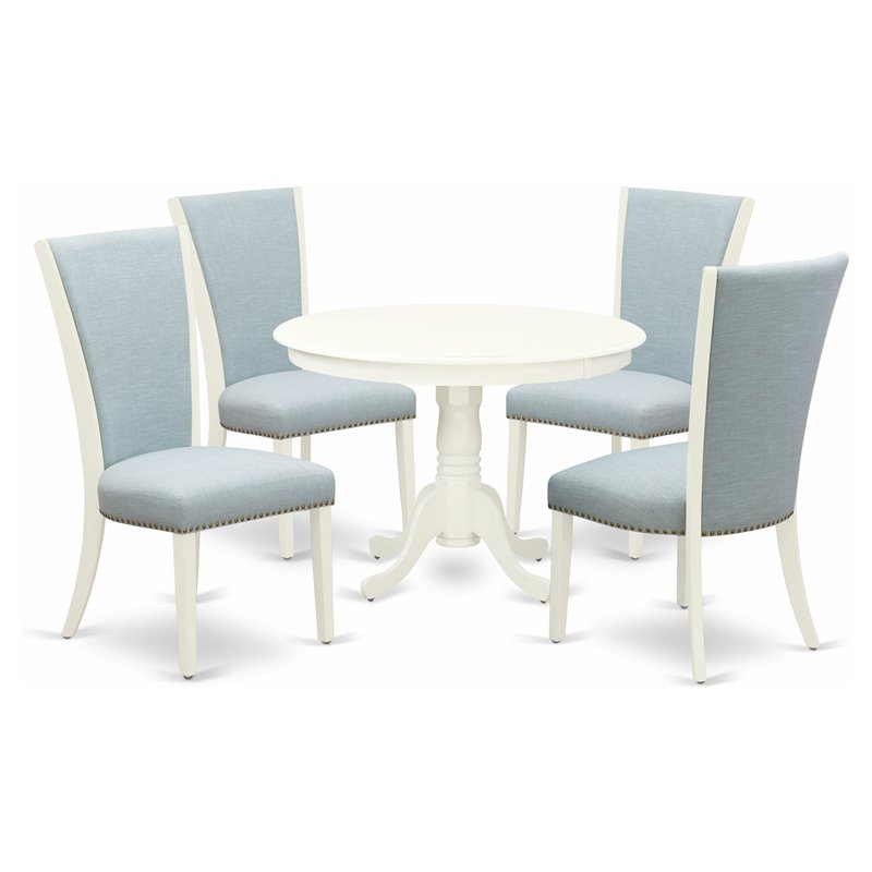 East West Furniture Hartland 5-piece Wood Dining Table and Chair Set in White