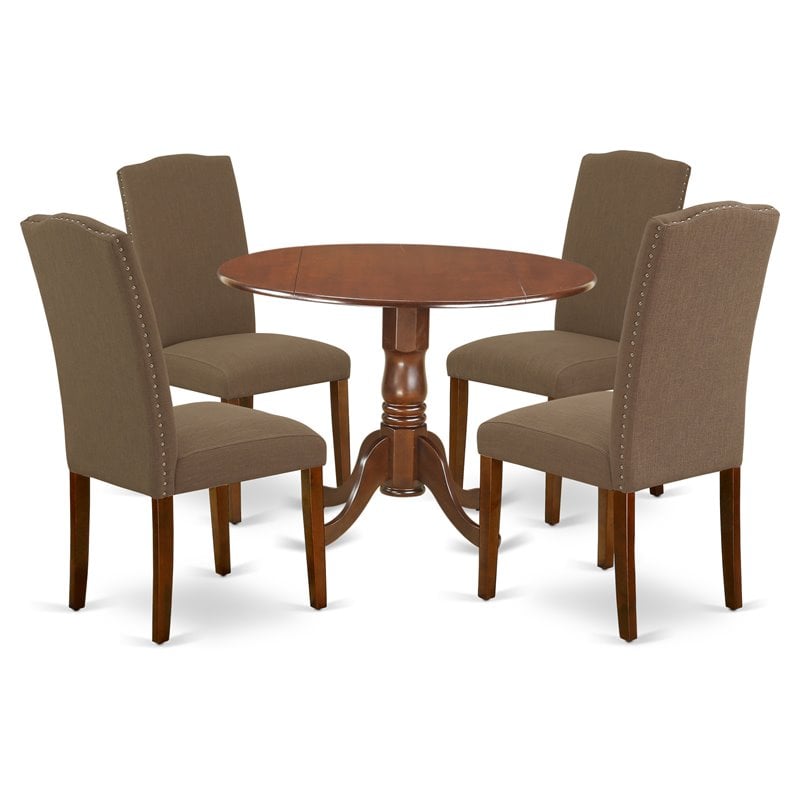 East West Furniture Dublin 5-piece Wood Dining Set in Mahogany/Dark Coffee