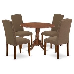 East West Furniture Dublin 5-piece Wood Dining Set in Mahogany/Dark Coffee