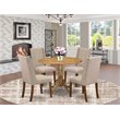 East West Furniture Dublin 5-piece Wood Dining Set in Natural/Clay