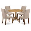 East West Furniture Dublin 5-piece Wood Dining Set in Natural/Clay