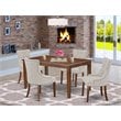East West Furniture Dudley 5-piece Wood Dining Set in Mahogany/Doeskin