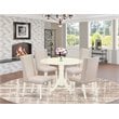 East West Furniture Dublin 5-piece Wood Dining Set in Linen White