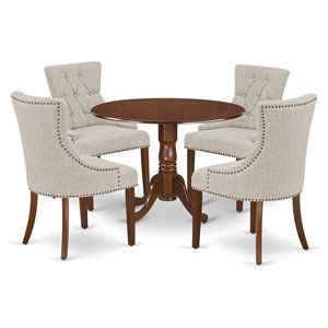 east west furniture dublin 5-piece wood dining set in mahogany/doeskin