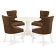 East West Furniture Dublin 5-piece Wood Dining Set in Linen White/Dark Coffee