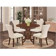 East West Furniture Dublin 5-piece Wood Dining Set in Mahogany/Light Beige