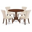 East West Furniture Dublin 5-piece Wood Dining Set in Mahogany/Light Beige