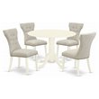 East West Furniture Dublin 5-piece Wood Dining Table Set in Linen White