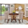 East West Furniture Hartland 5-piece Wood Dining Set in Mahogany/Light Fawn