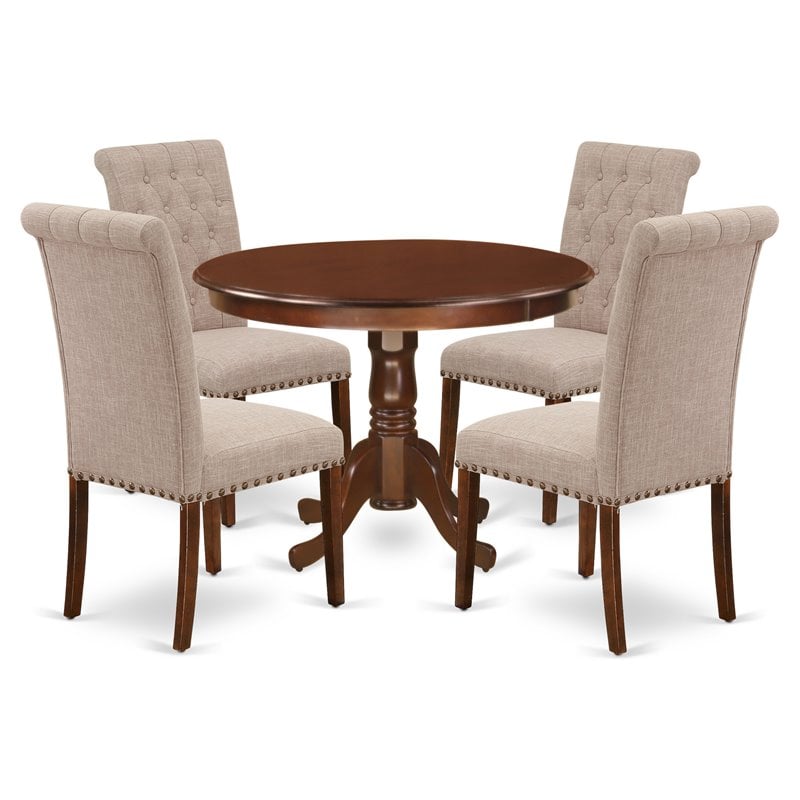 East West Furniture Hartland 5-piece Wood Dining Set in Mahogany/Light Fawn