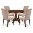 East West Furniture Hartland 5-piece Wood Dining Set in Mahogany/Light Fawn