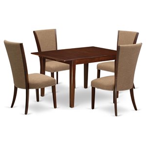 East West Furniture Milan 5-piece Wood Dinette Set in Mahogany