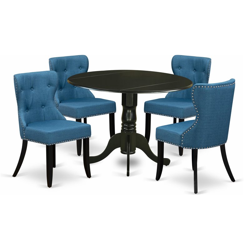 East West Furniture Dublin 5-piece Wood Dining Room Set in Black