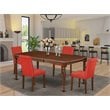 East West Furniture Dover 5-piece Wood Dining Set in Mahogany/Firebrick Red