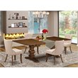 East West Furniture Lassale 5-piece Wood Dining Set in Walnut/Tan