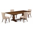 East West Furniture Lassale 5-piece Wood Dining Set in Walnut/Tan