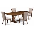East West Furniture Lassale 5-piece Wood Dining Table Set in Walnut