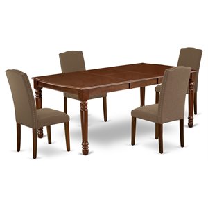 East West Furniture Dover 5-piece Wood Dining Set in Mahogany/Dark Coffee