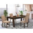 East West Furniture Lismore 5-piece Wood Dining Set in Brown/Light Sable