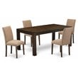 East West Furniture Lismore 5-piece Wood Dining Set in Brown/Light Sable