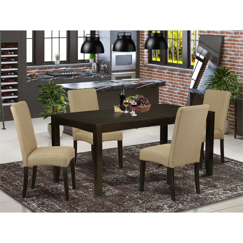 East West Furniture Lynfield 5-piece Wood Dining Set in Cappuccino