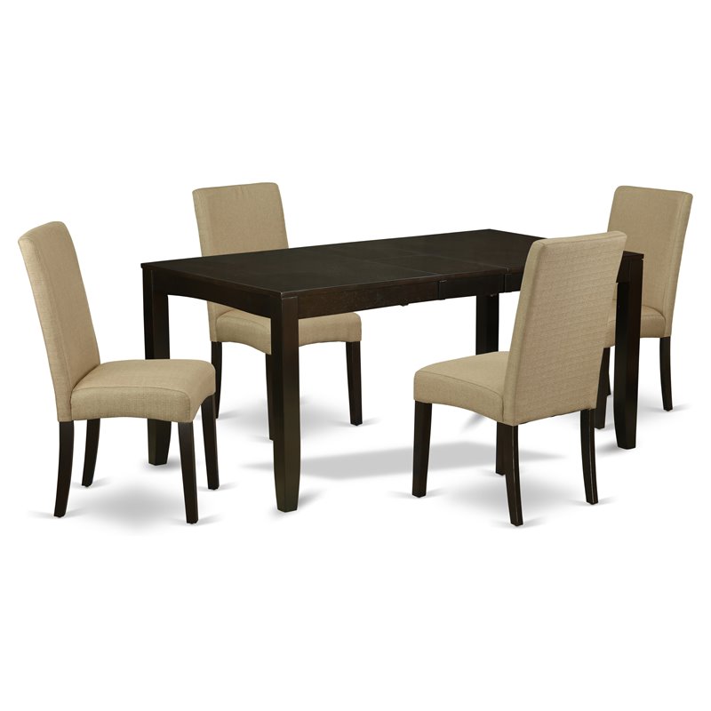 East West Furniture Lynfield 5-piece Wood Dining Set in Cappuccino