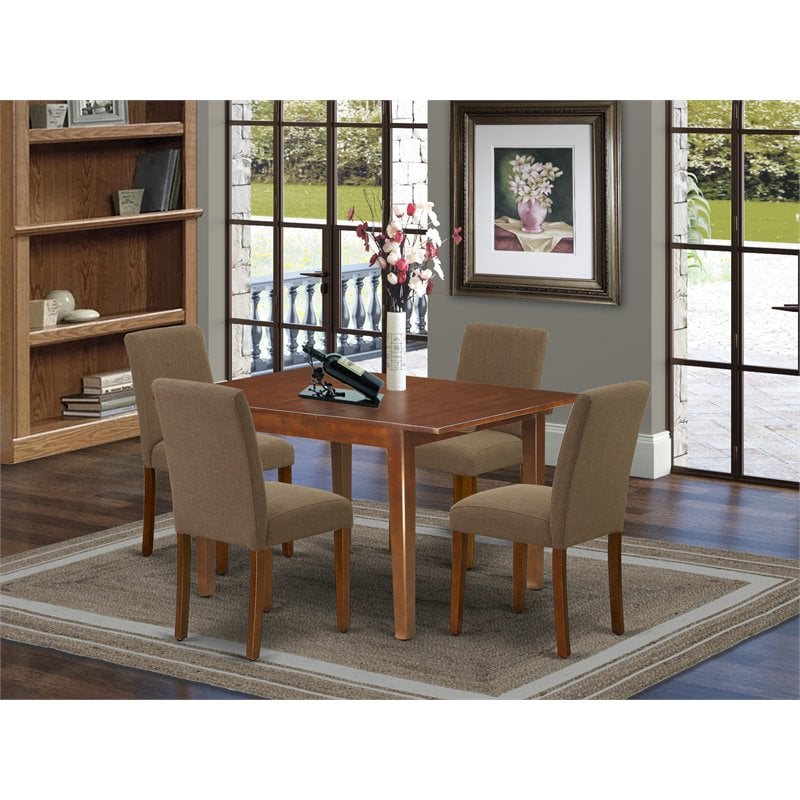 East West Furniture Milan 5-piece Wood Dining Set in Mahogany/Coffee