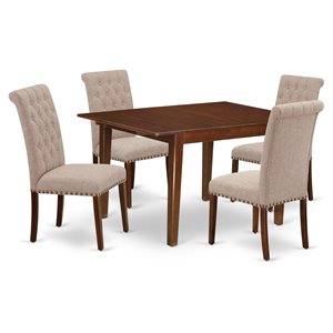 East West Furniture Milan 5-piece Wood Dining Set in Mahogany/Light Fawn