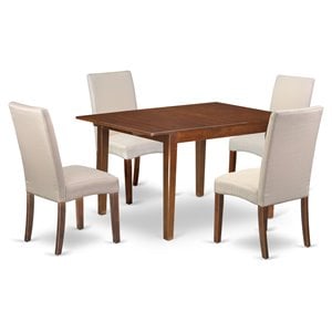 East West Furniture Milan 5-piece Wood Dining Table Set in Mahogany