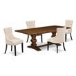 East West Furniture Lassale 5-piece Wood Dining Set in Walnut/Light Beige