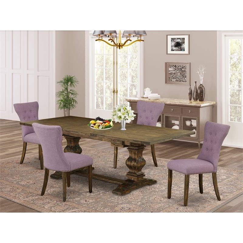 East West Furniture Lassale 5-piece Wood Dining Set in Jacobean/Brown Green