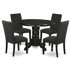 East West Furniture Shelton 5-piece Wood Dining Set in Black