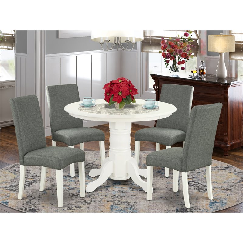 East West Furniture Shelton 5-piece Wood Dining Set in Linen White/Gray