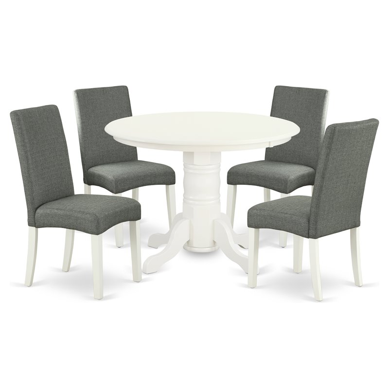 East West Furniture Shelton 5-piece Wood Dining Set in Linen White/Gray