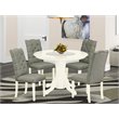 East West Furniture Shelton 5-piece Wood Dining Set in Linen White