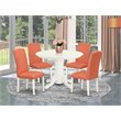 East West Furniture Shelton 5-piece Wood Dining Set in Linen White/Pink Flamingo
