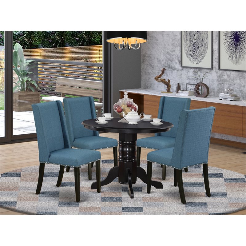 East West Furniture Shelton 5-piece Wood Dining Room Set in Black