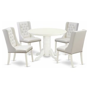 east west furniture shelton 5-piece wood dining set in linen white/light gray
